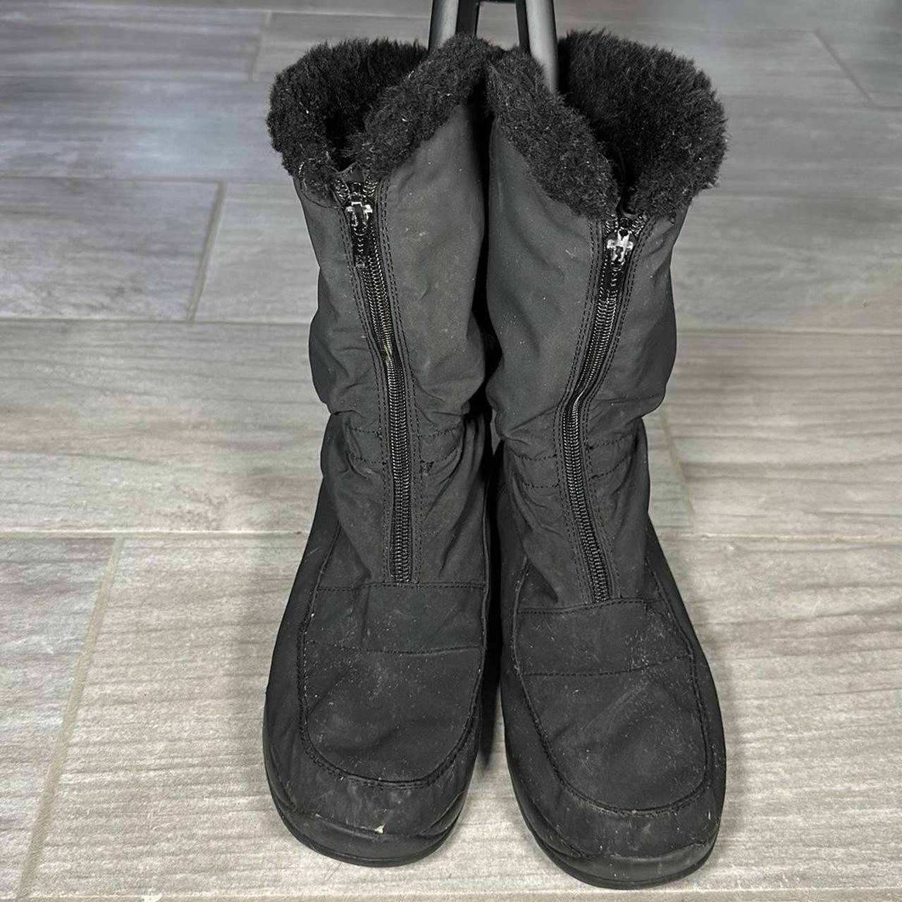 Black winter boots with faux fur lining featuring a. Depop