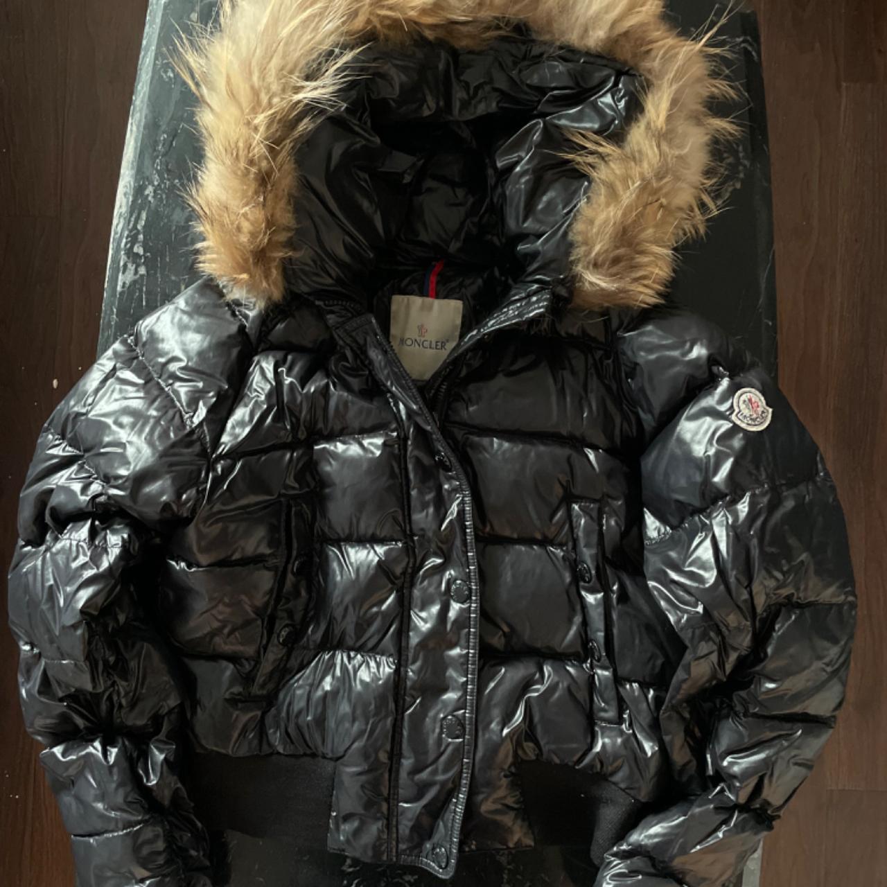 Moncler shiny deals black coat