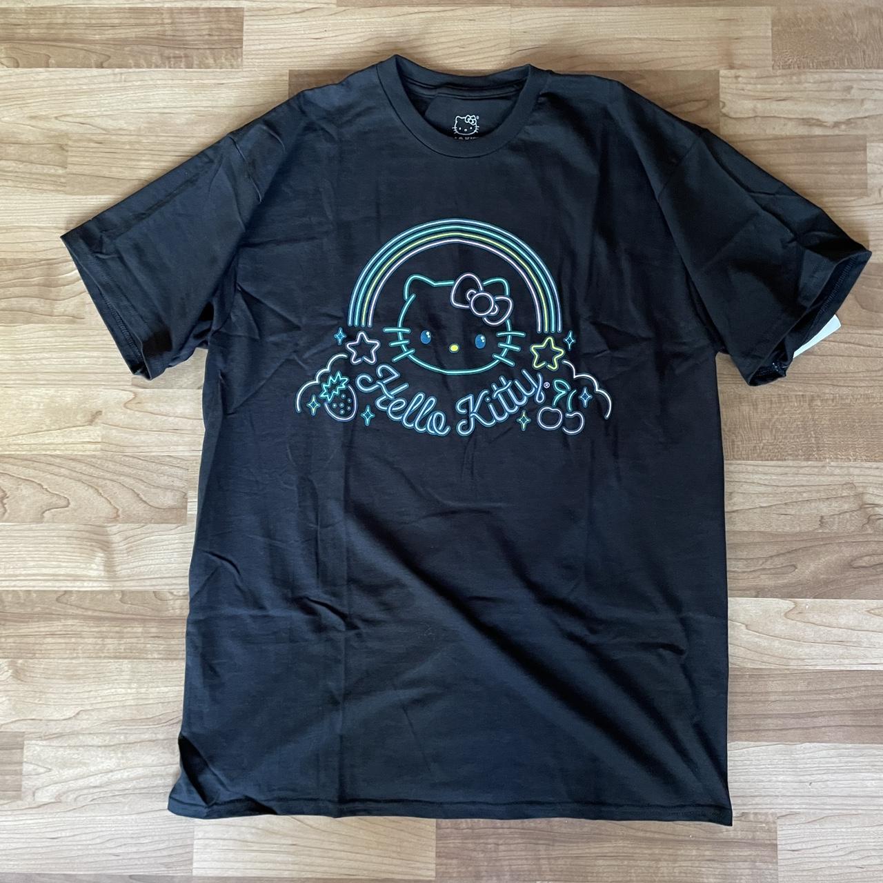 Hello Kitty shirt with a neon lights print. Shirt... - Depop