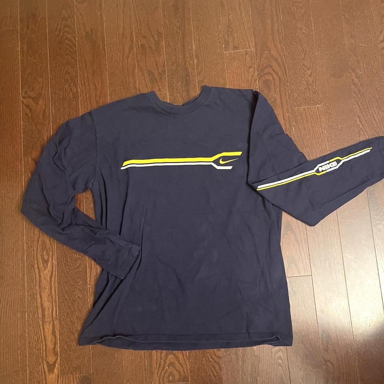 Nike Men's Navy and Yellow T-shirt | Depop