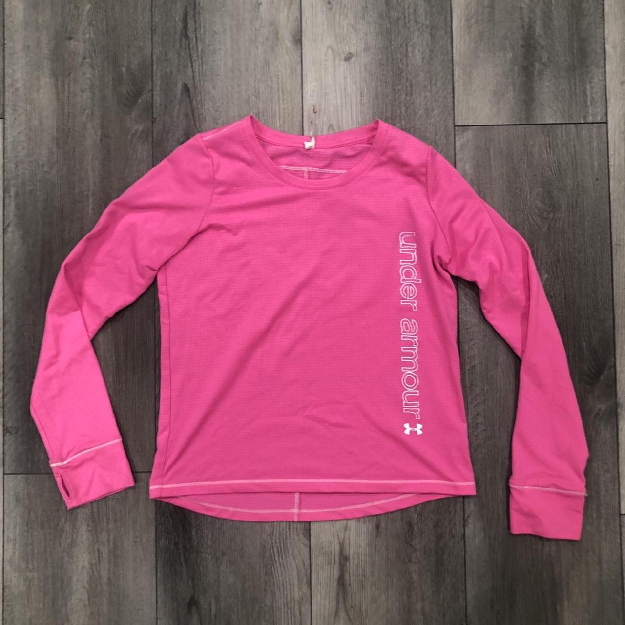 Pink under armour long sleeve clearance shirt