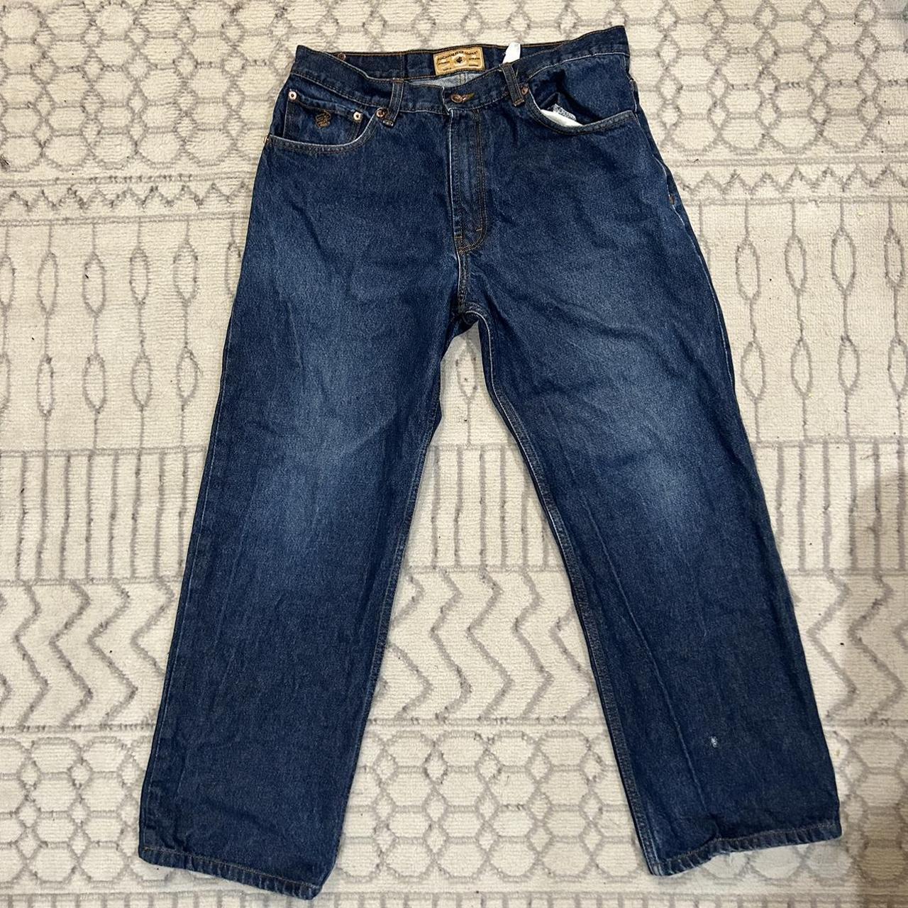 vintage y2k dark blue rocawear jeans tagged size... - Depop