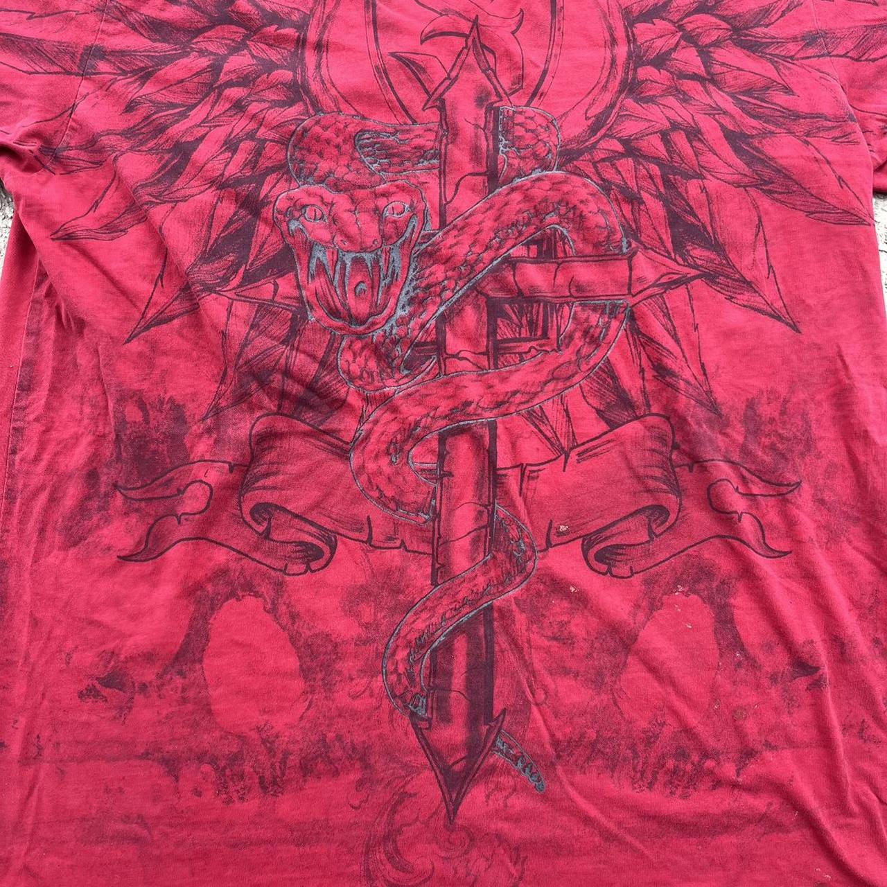 Affliction Men's Red and Black T-shirt (3)