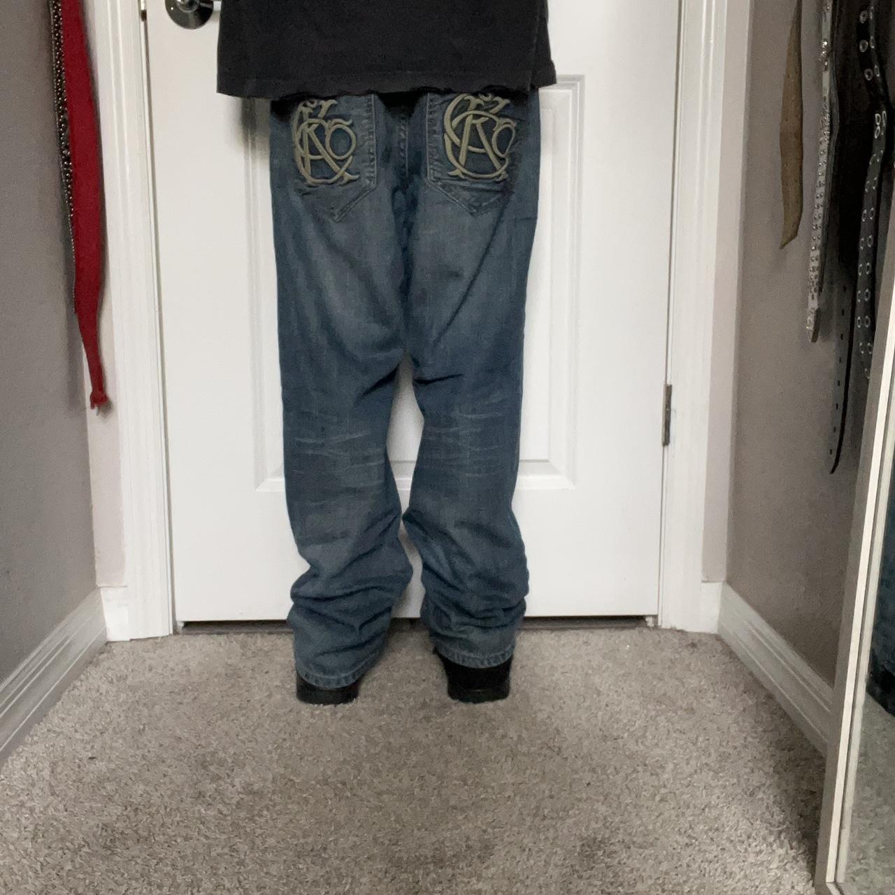 Insane Ultra Baggy Pair Of Embroidered Jeans Really Depop