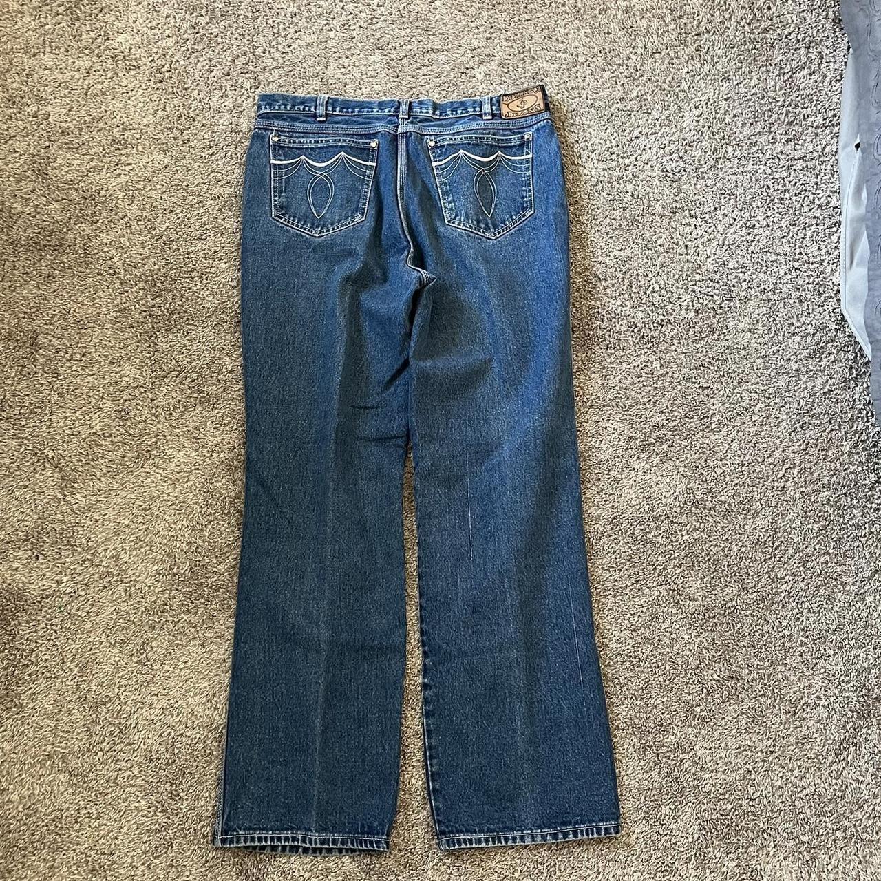 Insane pair of y2k embroidered jeans, really nice... - Depop
