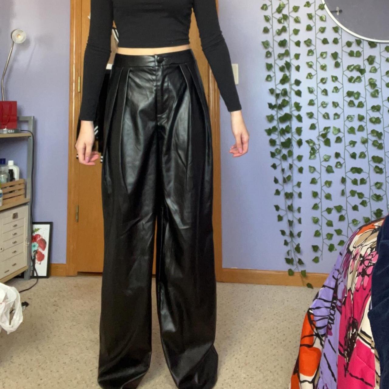 Fashion Nova black leather pants Fits a 2627... Depop