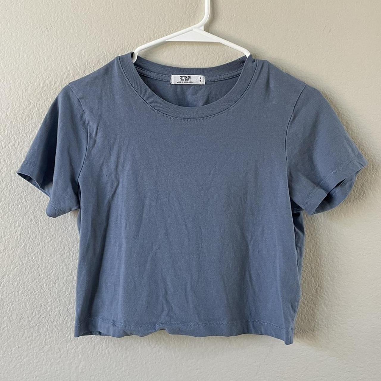 cotton on blue baby tee - very good condition! size... - Depop