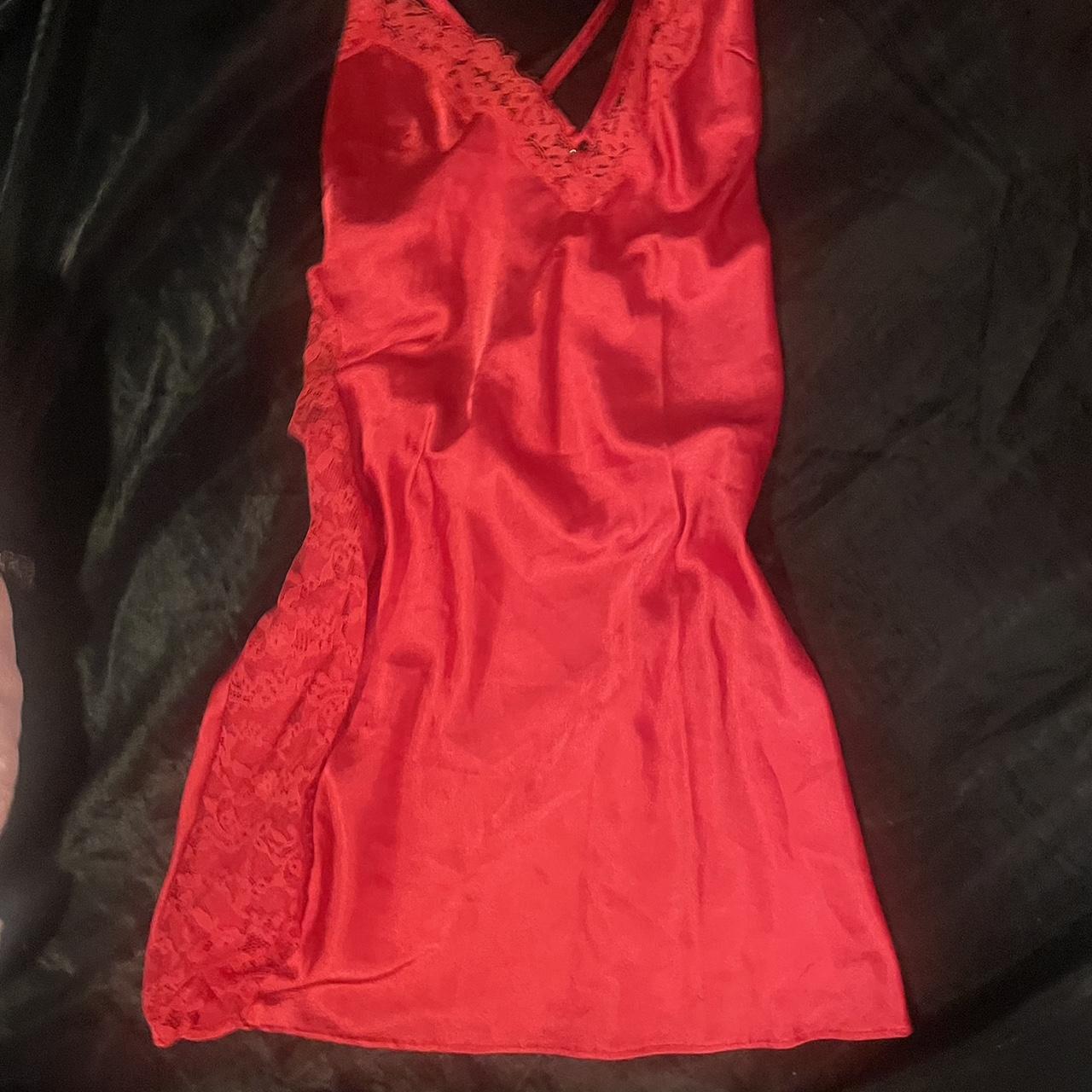 red satin victorias secret slip dress size -... - Depop