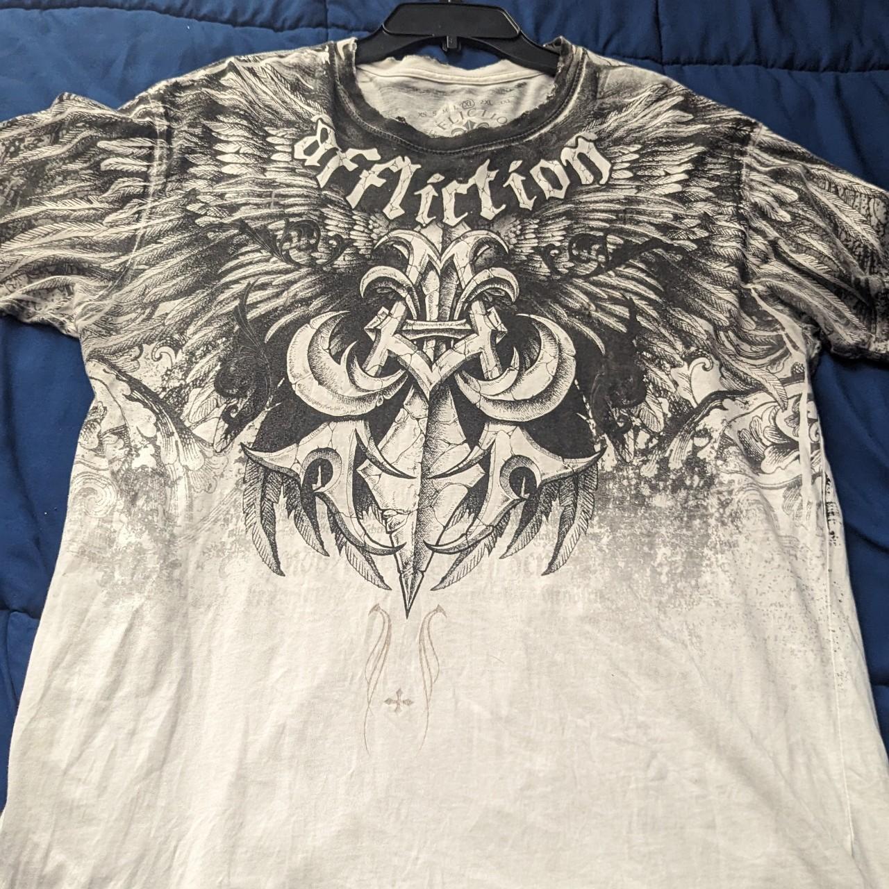 White affliction shirt alot of di distressing on the... - Depop