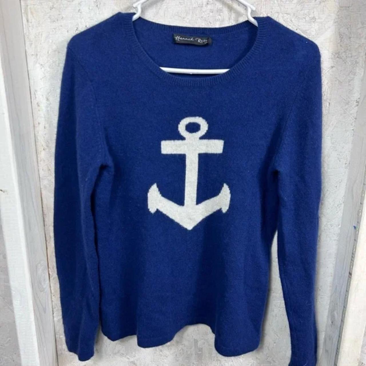 Hannah Rose blue anchor cashmere sweater 100%... - Depop
