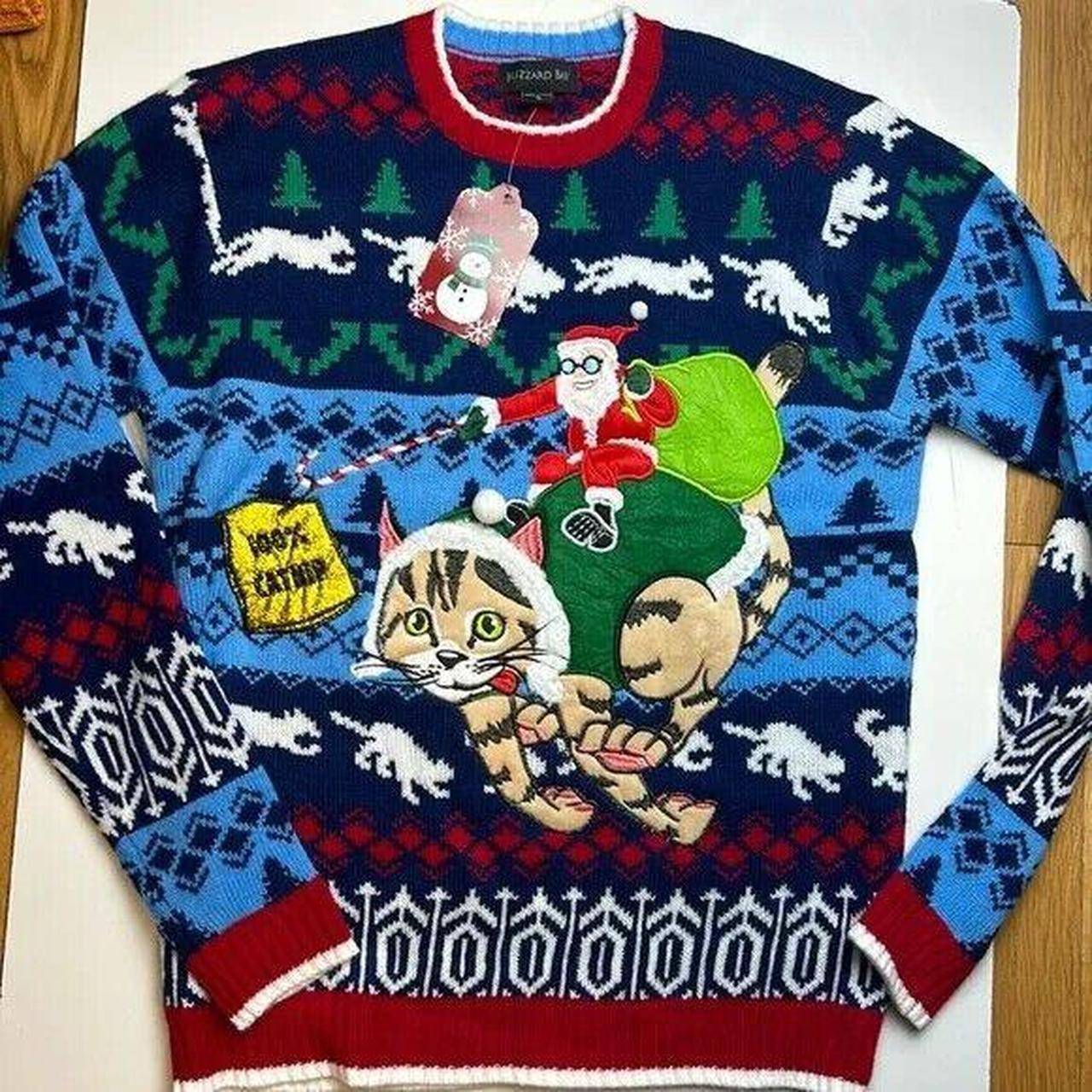 Blizzard Bay Ugly Christmas Sweater Cat Santa Catnip. Depop