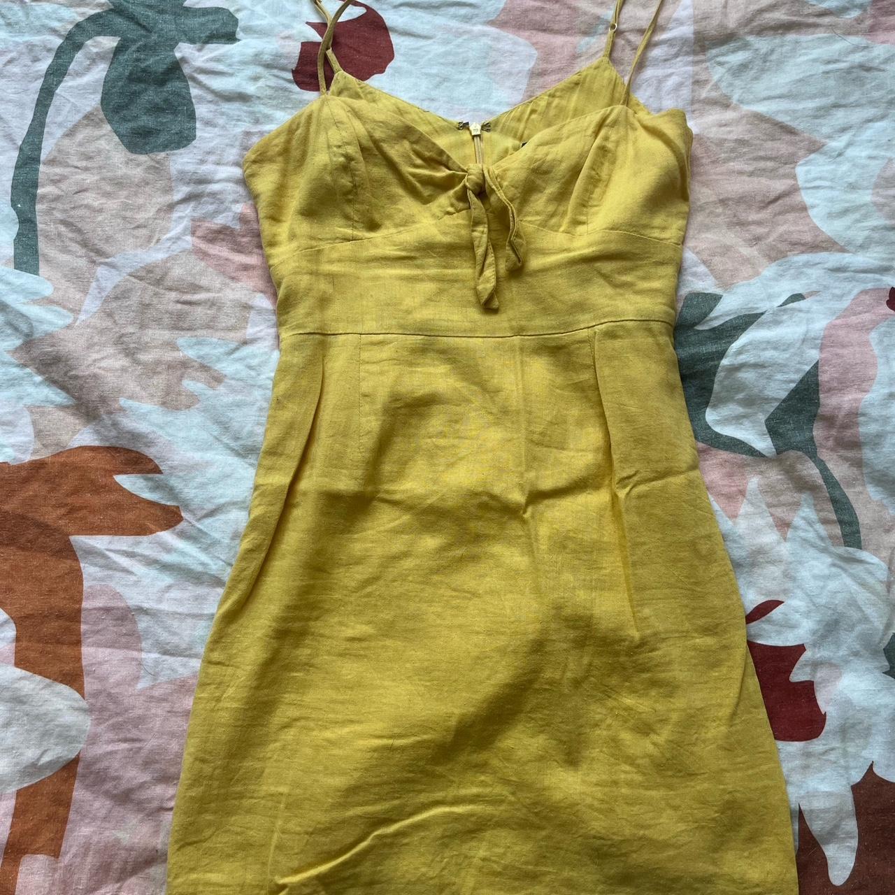 Glassons yellow linen blend mini dress - Depop