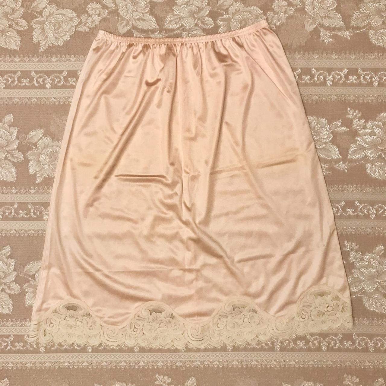 Cream slip skirt~ Made with nylon fabric, very - Depop