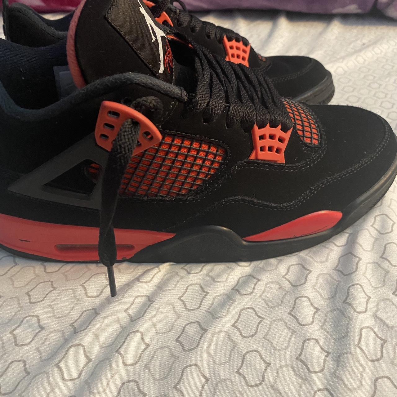 Jordan Men's Black and Red Trainers Depop
