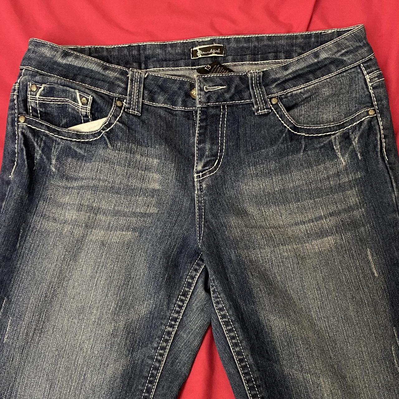 cute bootcut jeans with a design on the back! size... - Depop