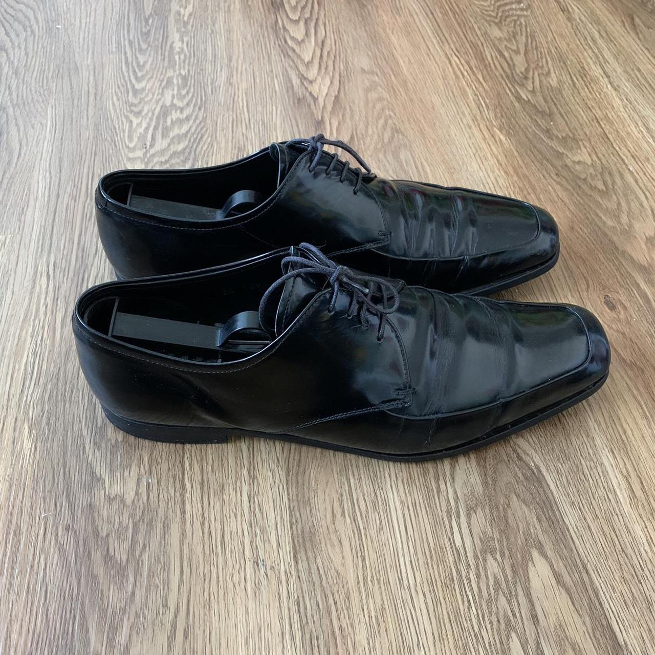 ! vintage prada shiny black dress shoes mens size 8,... - Depop