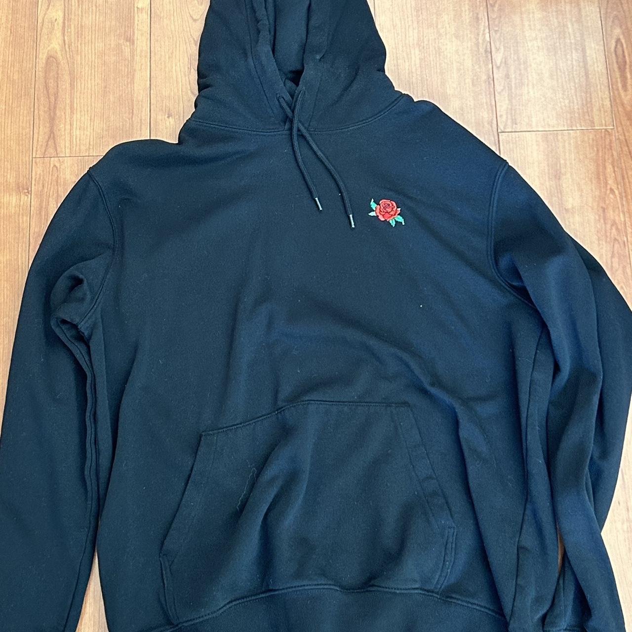 H&m green hoodie with rose best sale