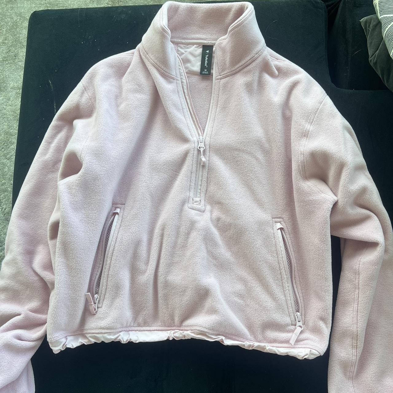 Aritzia TNA sno polar halfzip sweater fleece pink... - Depop