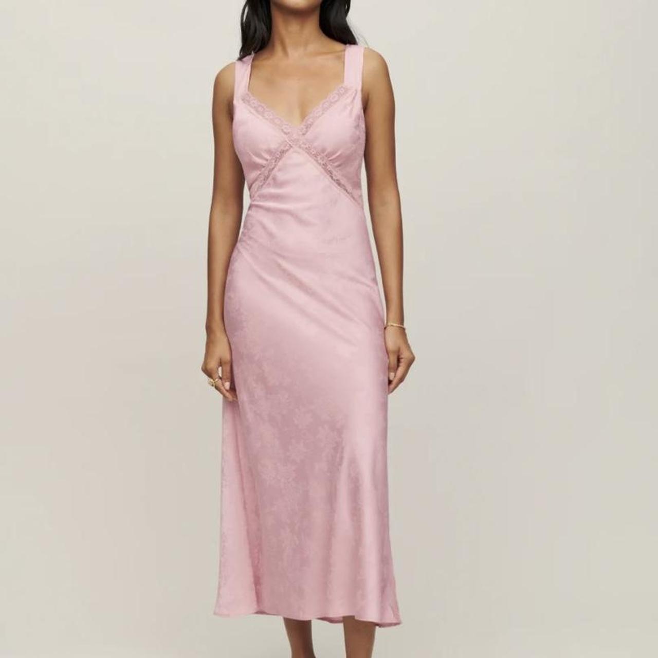 Reformation Women's Pink Dress | Depop