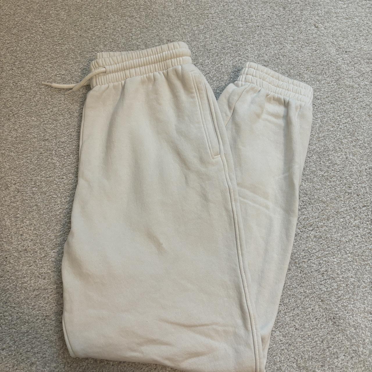 Xs H M White Sweatpants Small pink marking can be. Depop