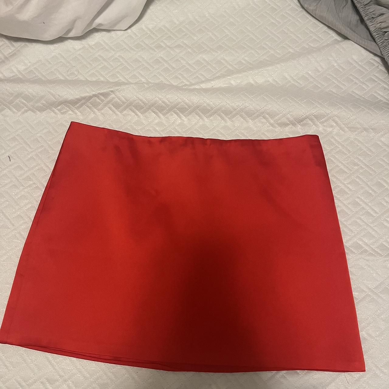 Edikted Red Satin mini skirt -bought online never... - Depop