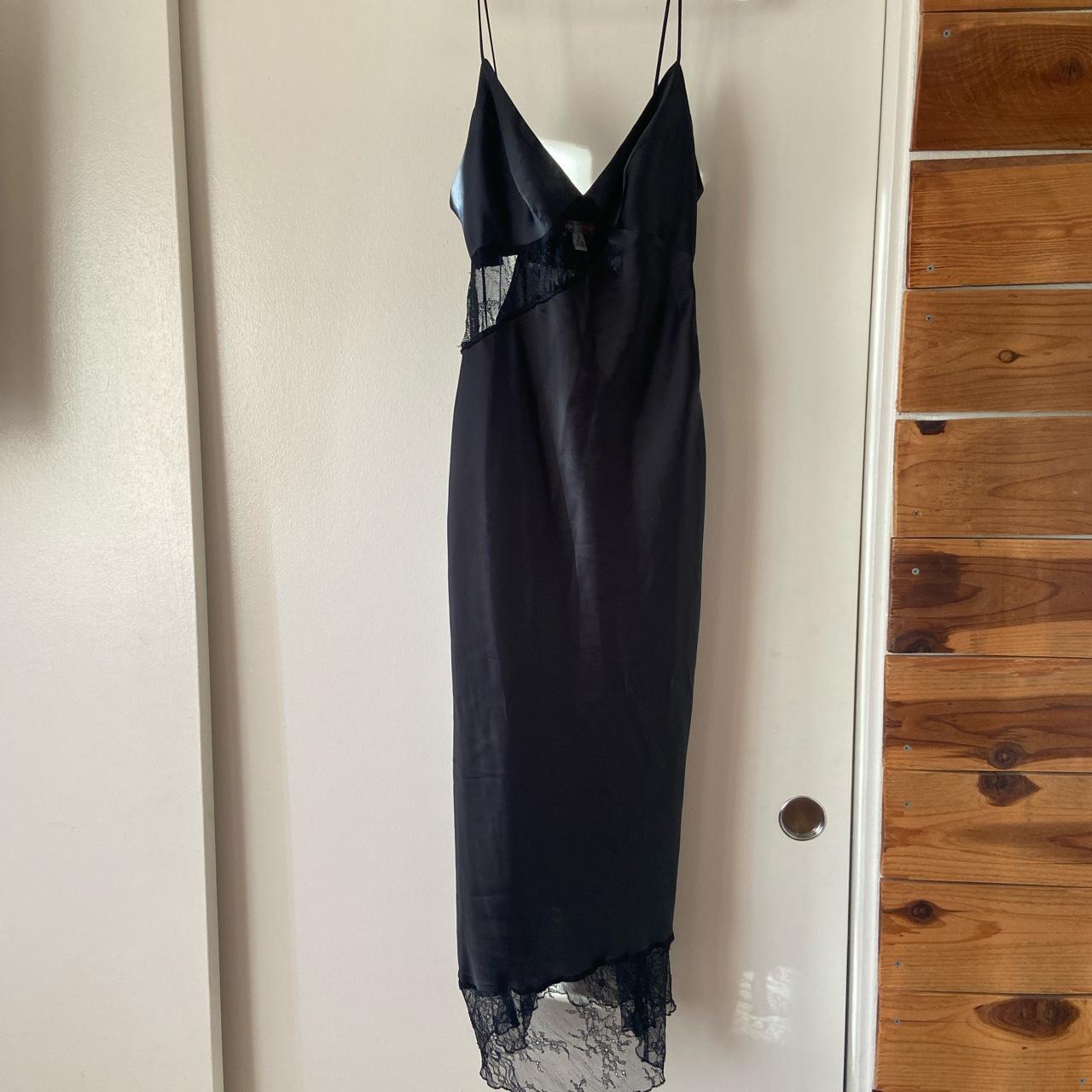 URBAN OUTFITTERS || Midi Length Black Fitted Satin... - Depop