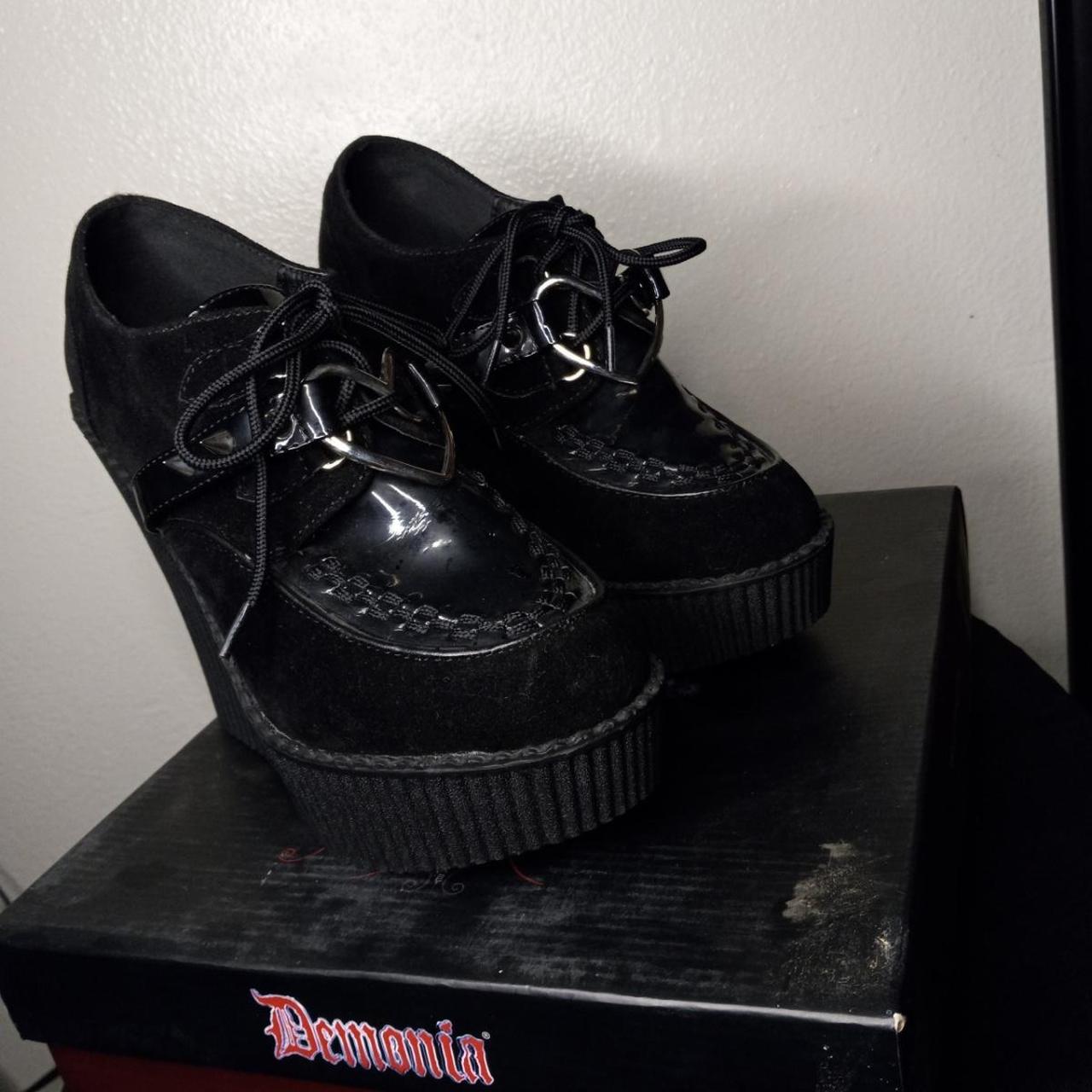 Demonia heart wedge oxford creeper platforms Size 8... Depop