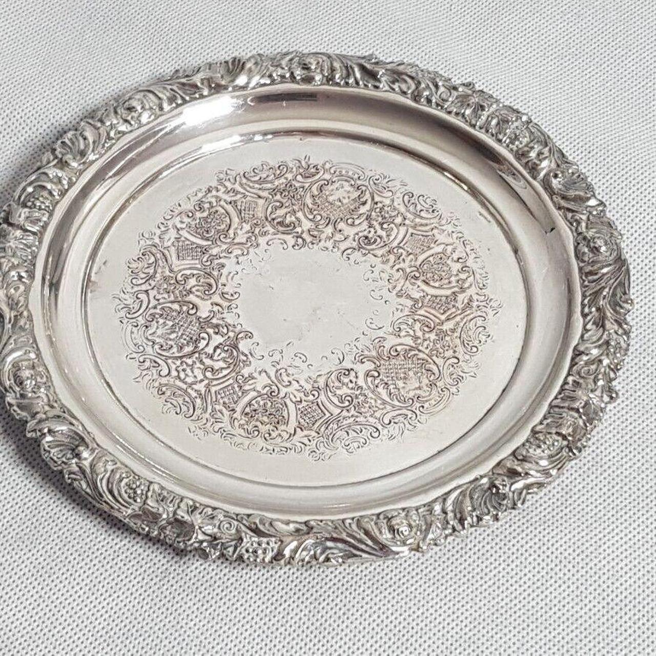 Antique Old Sheffield Silver Plate Salver Card Tray... - Depop