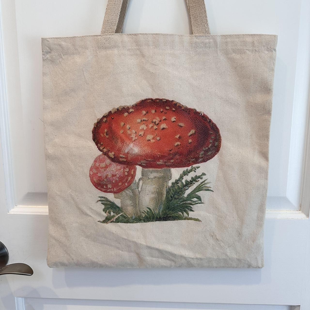 🍄 red mushroom tote bag. 100 cotton. 15” x... Depop
