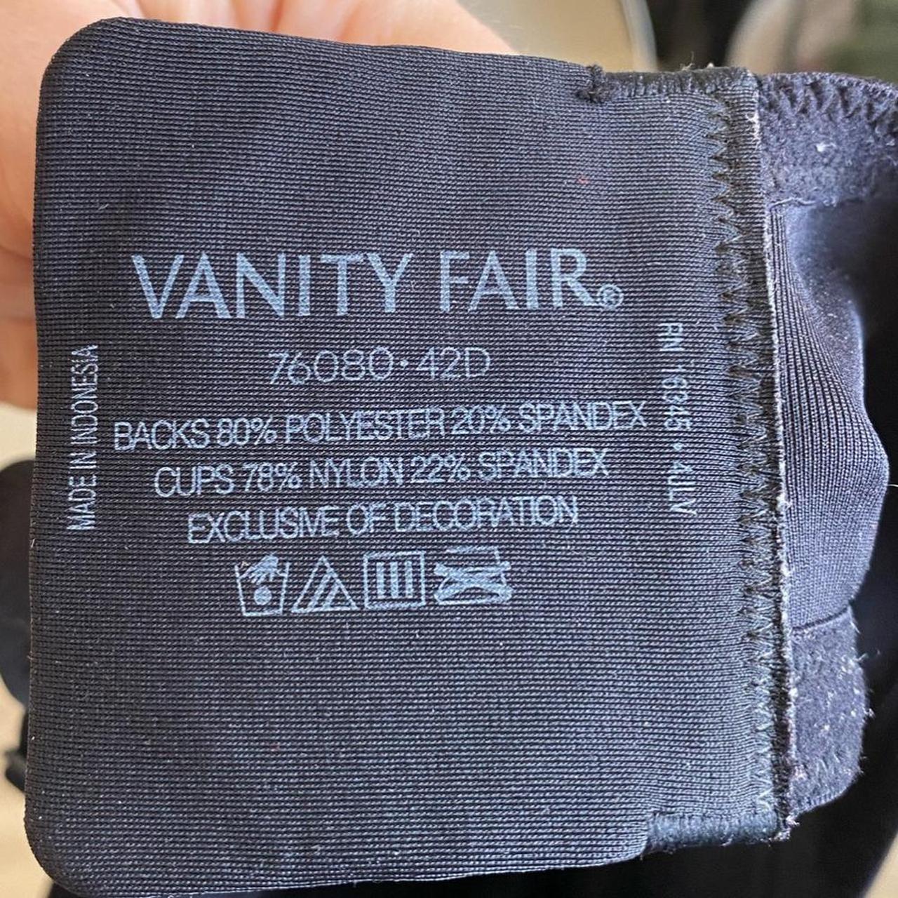 Vanity Fair -Black Wired Bra -Size 42D -Barely - Depop