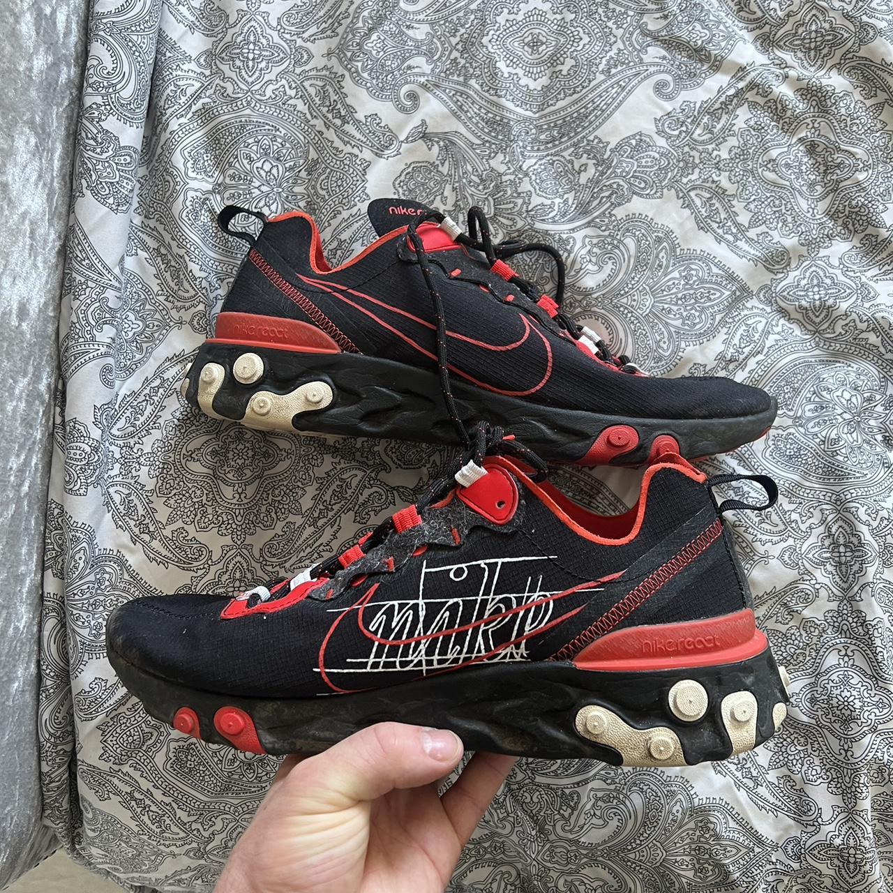 Nike react red and black limited edition Size 8... - Depop