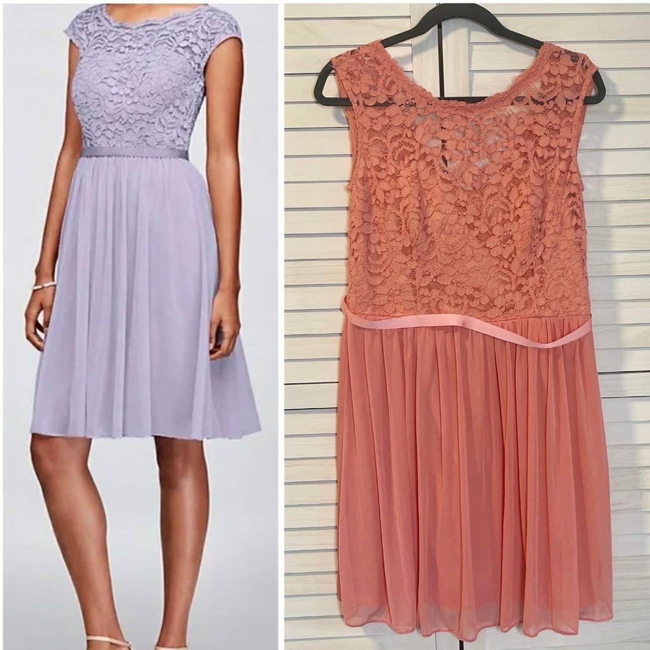 David's Bridal Women's Pink and Orange Dress Depop