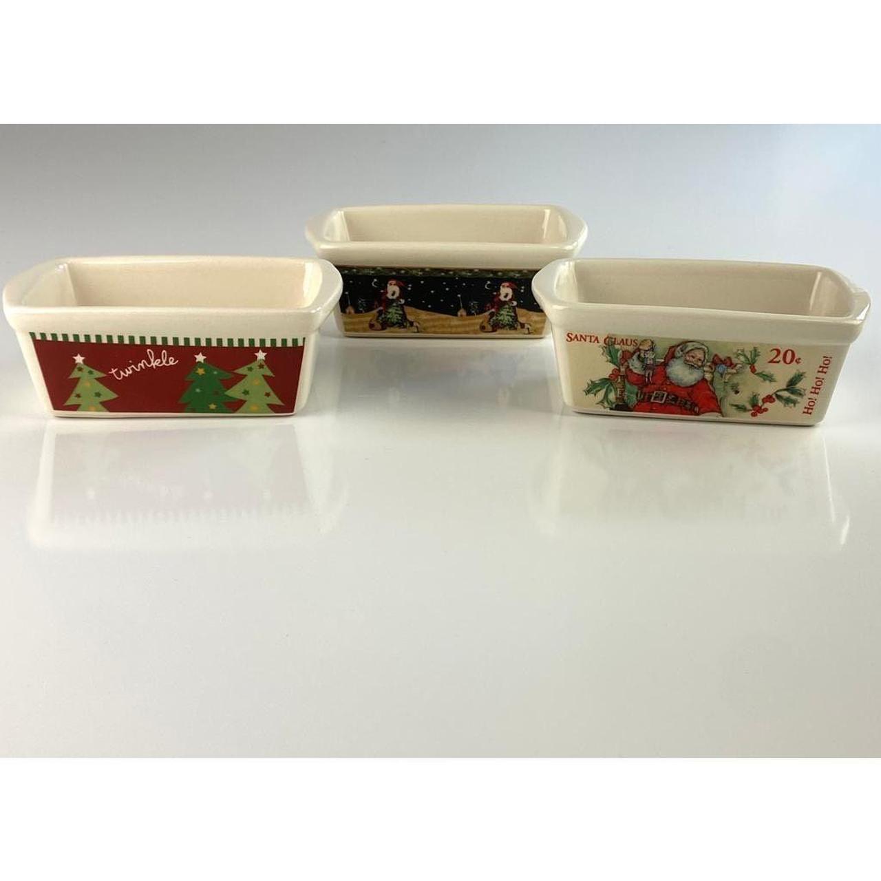 Christmas Mini Loaf Pans Vintage Nantucket Ceramic Stoneware Bread