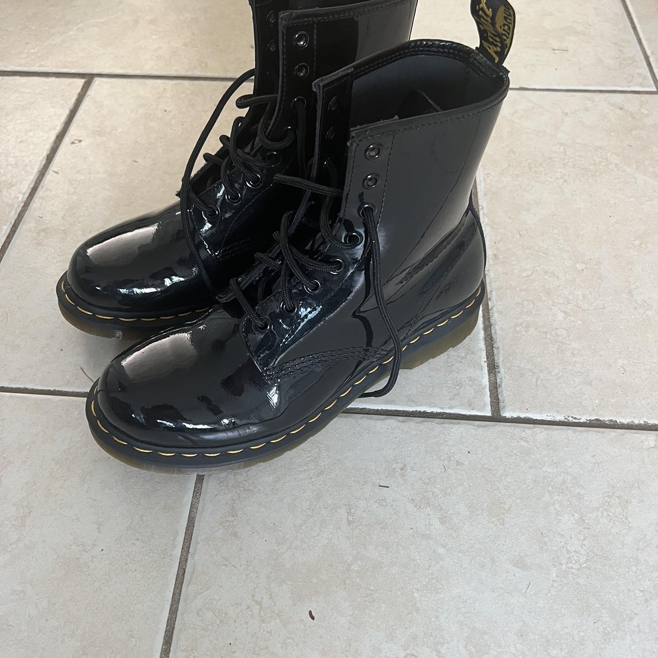 Black patent leather Doc Marten boots. Brand new... Depop