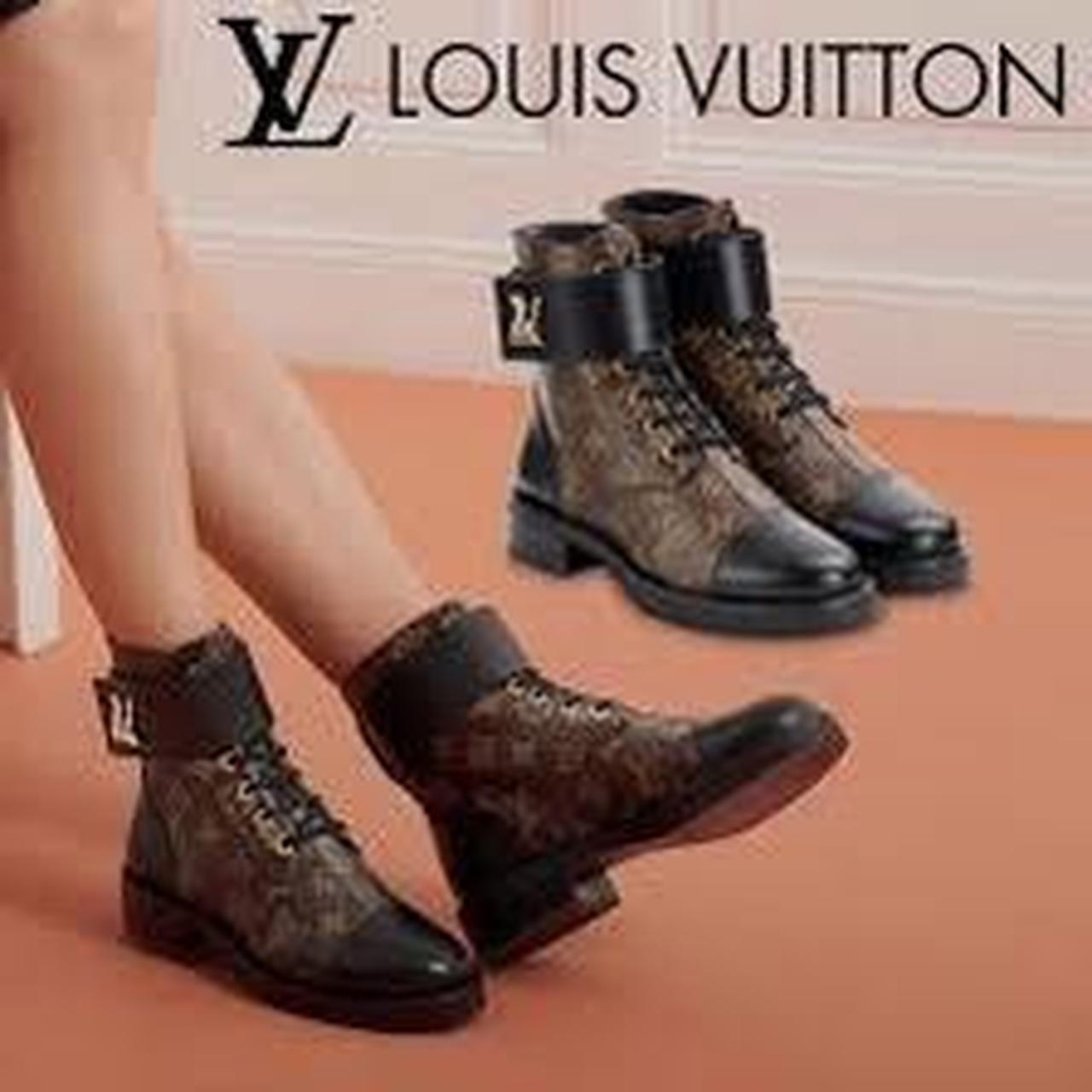 Louis Vuitton, Shoes, Authentic Louis Vuitton Combat Lv Monogram  Wonderland Ranger Flat Combat Boots