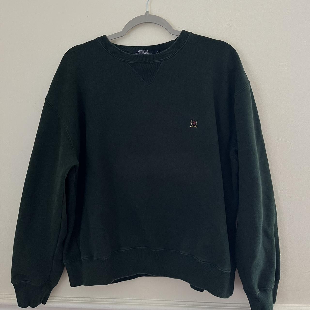 Vintage Tommy forest green sweatshirt - Depop