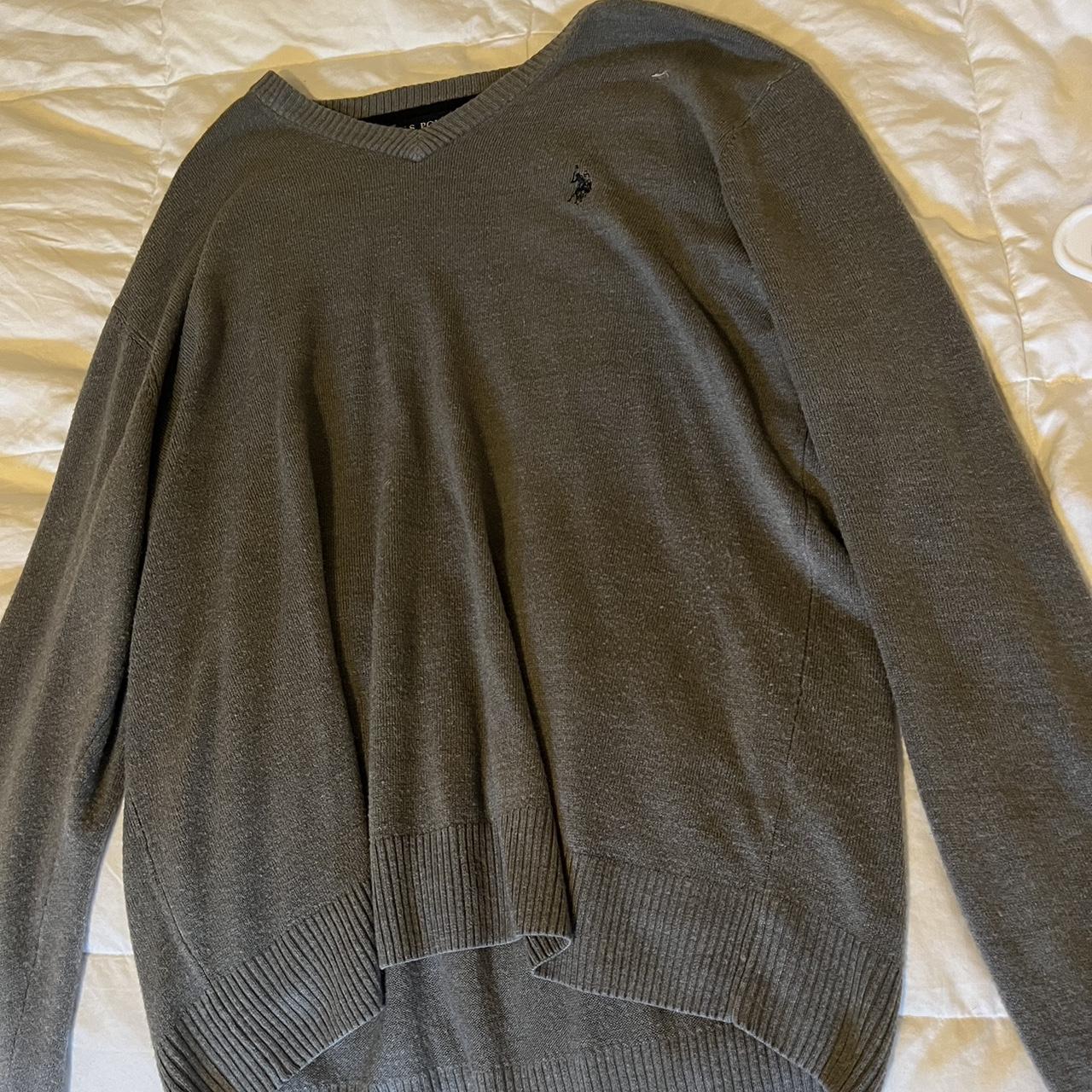 *thrifted Oversized Grey Polo Sweater. - Depop