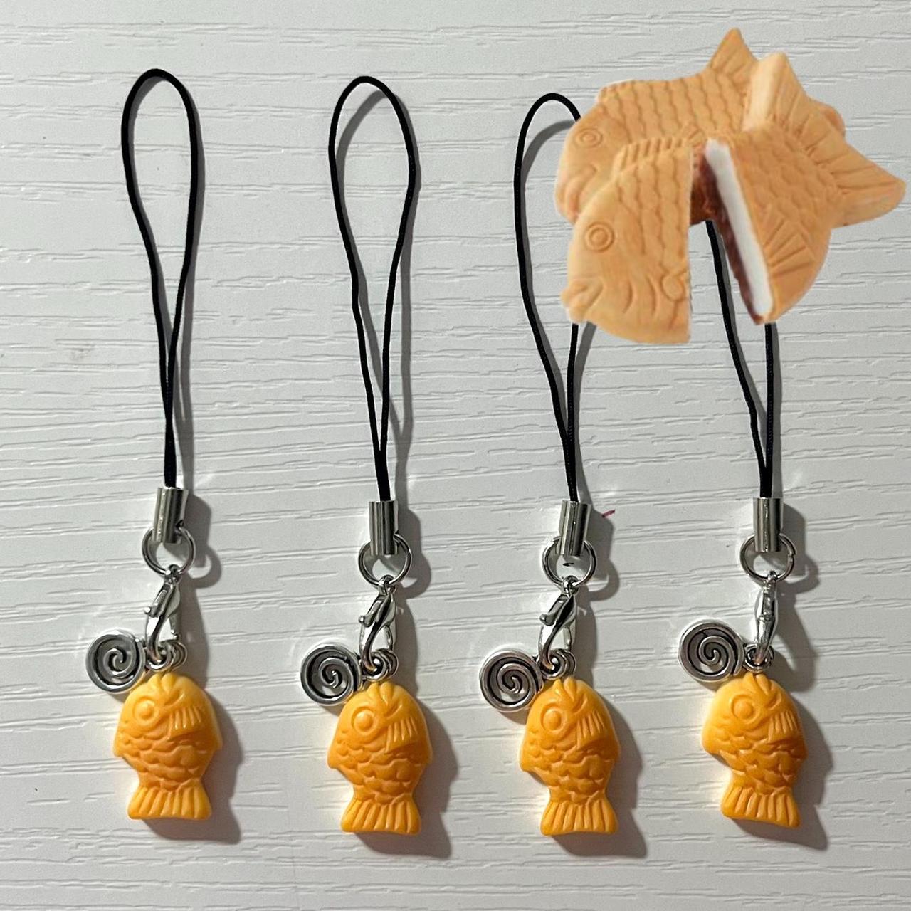 Taiyaki dessert keychain/phonecharm w/ swirl charms… - Depop