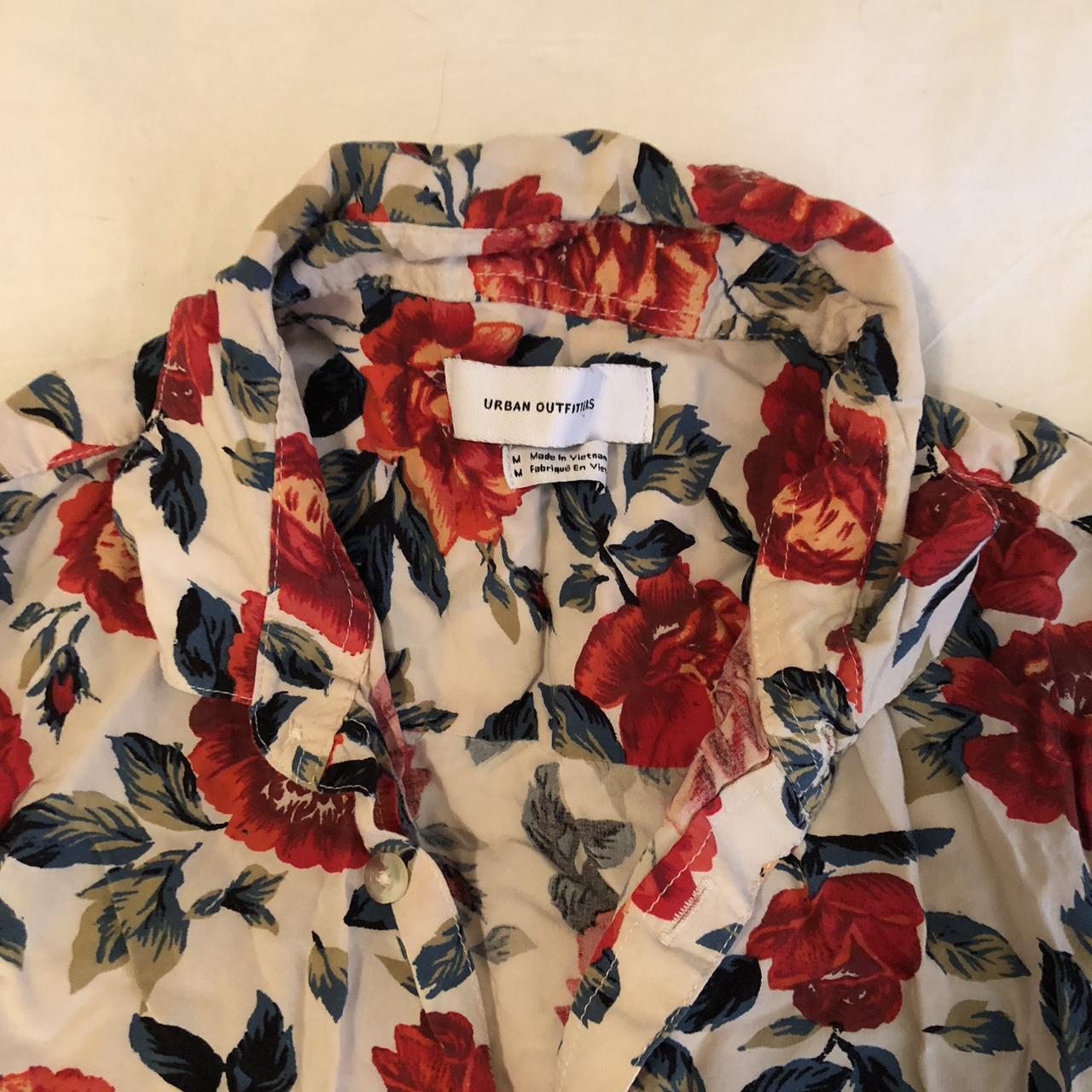 Urban Outfitters Men's Red and Cream Shirt | Depop