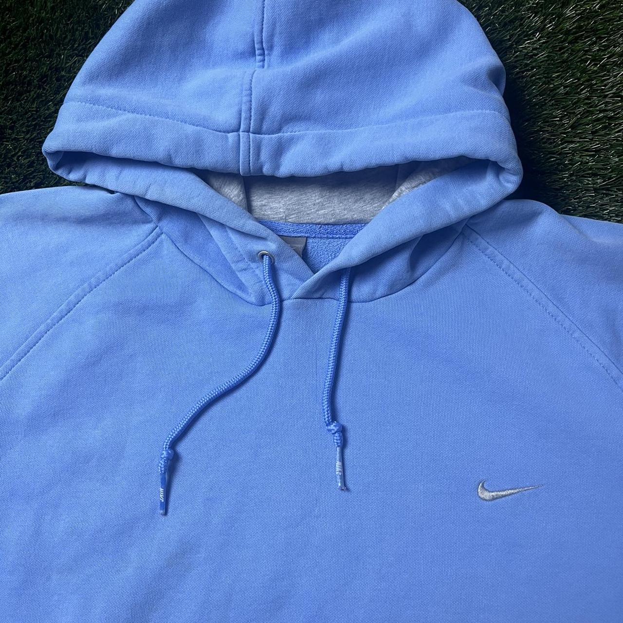 Nike Men's Blue and Grey Hoodie Depop