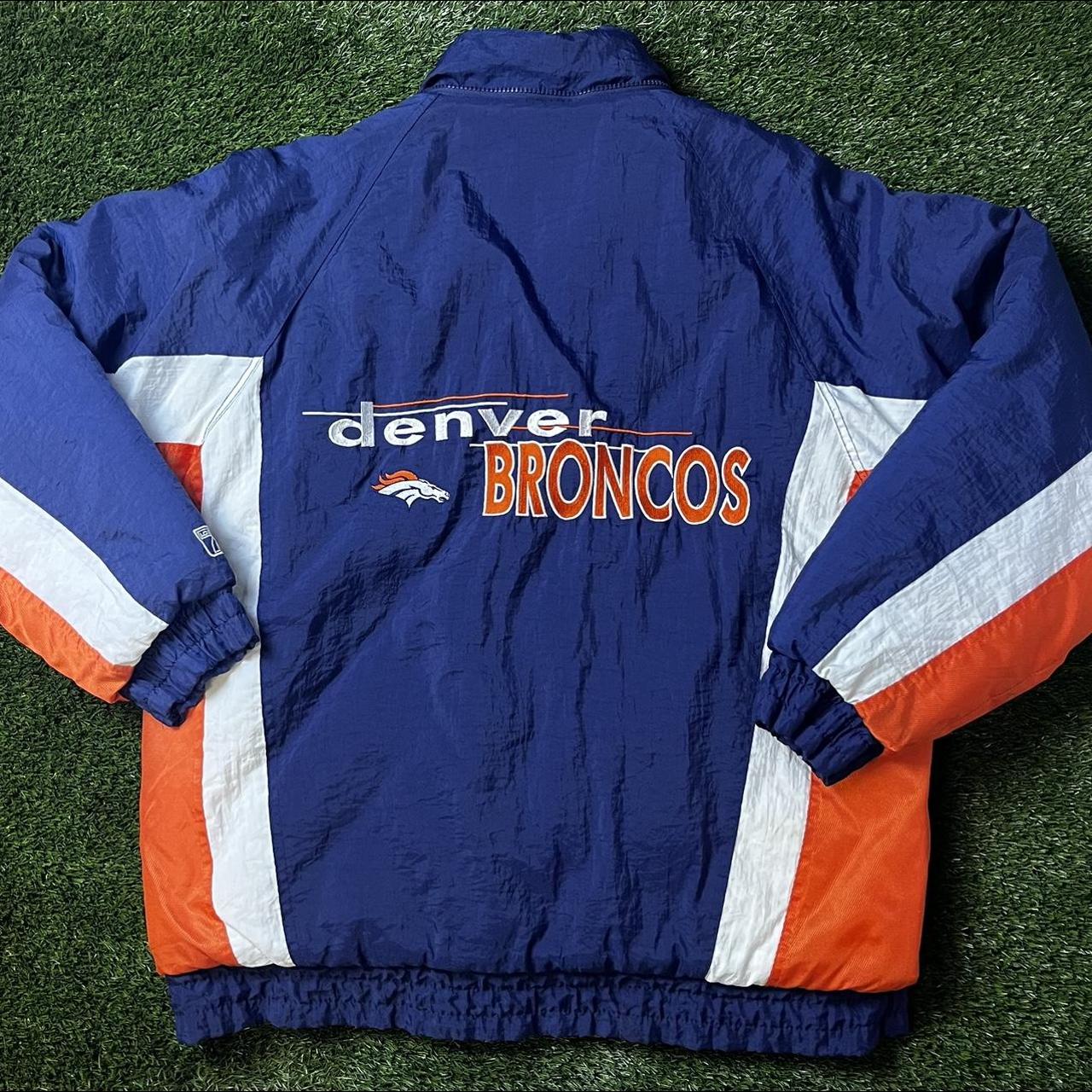 Vintage Pro Player Denver Broncos Jacket Men’s Size Large Orange Blue