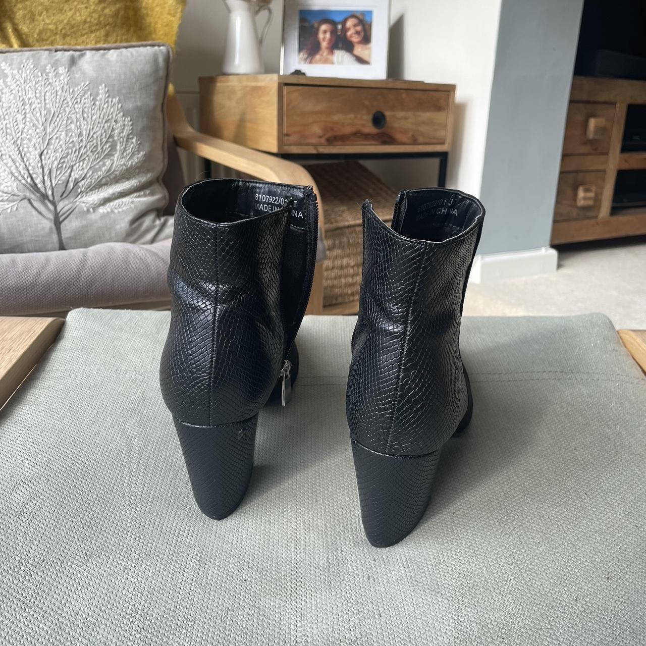 New Look black heeled boots Suede and snake leather... - Depop