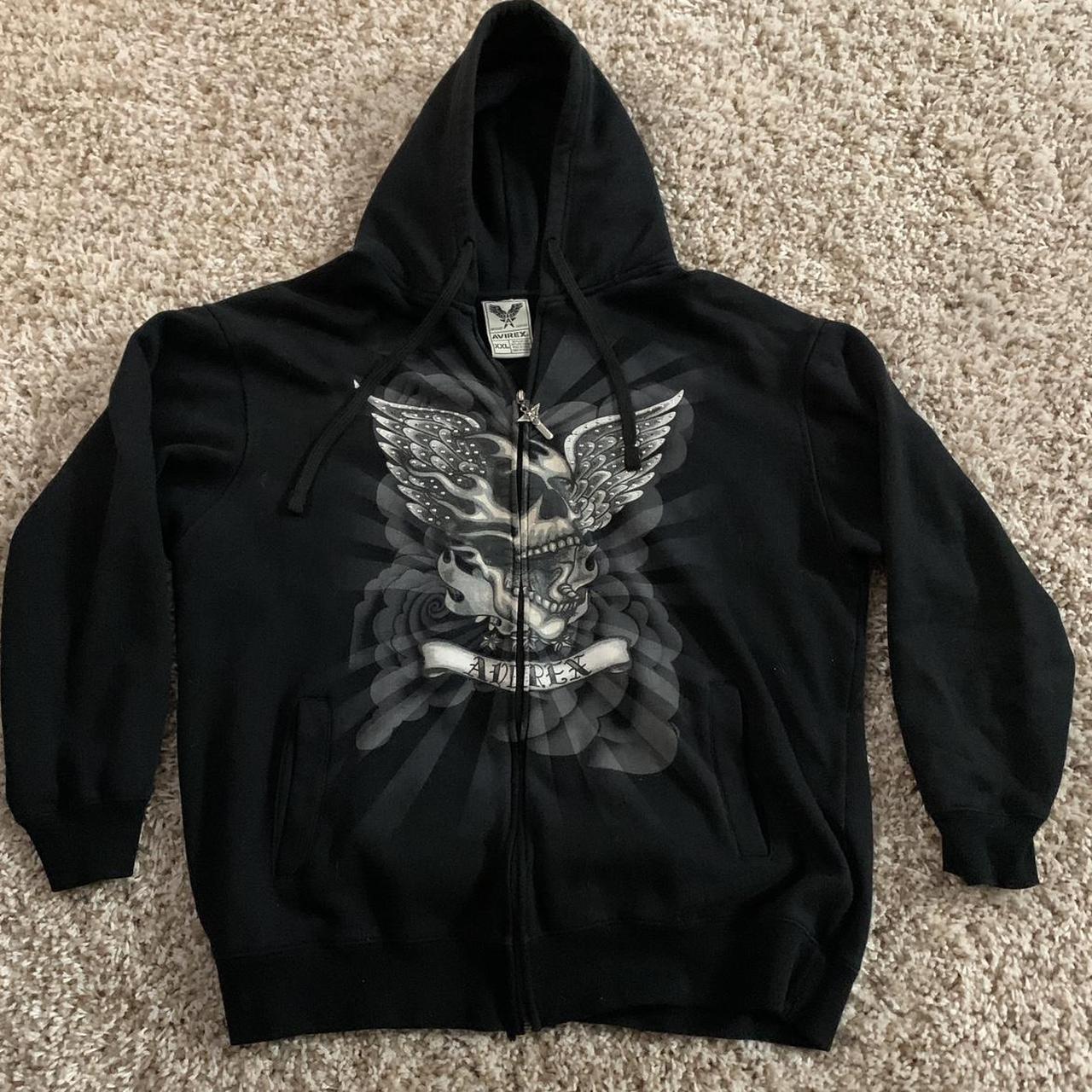 Affliction Men's Black Hoodie | Depop