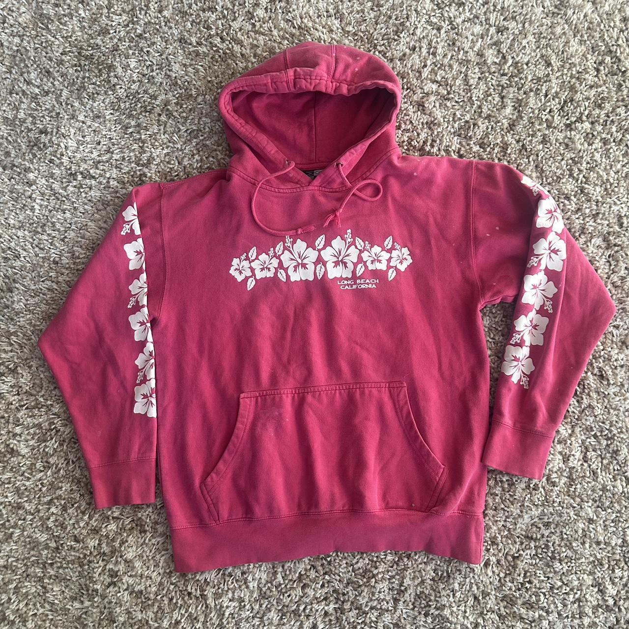 y2k long beach cali hoodie men large fits like... - Depop