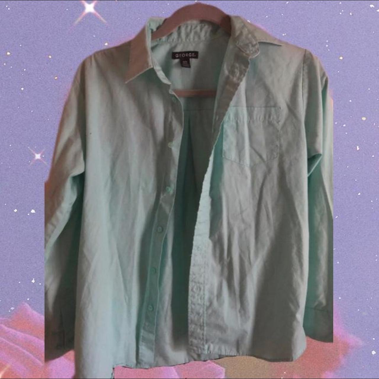 Mint green button up shirt Depop