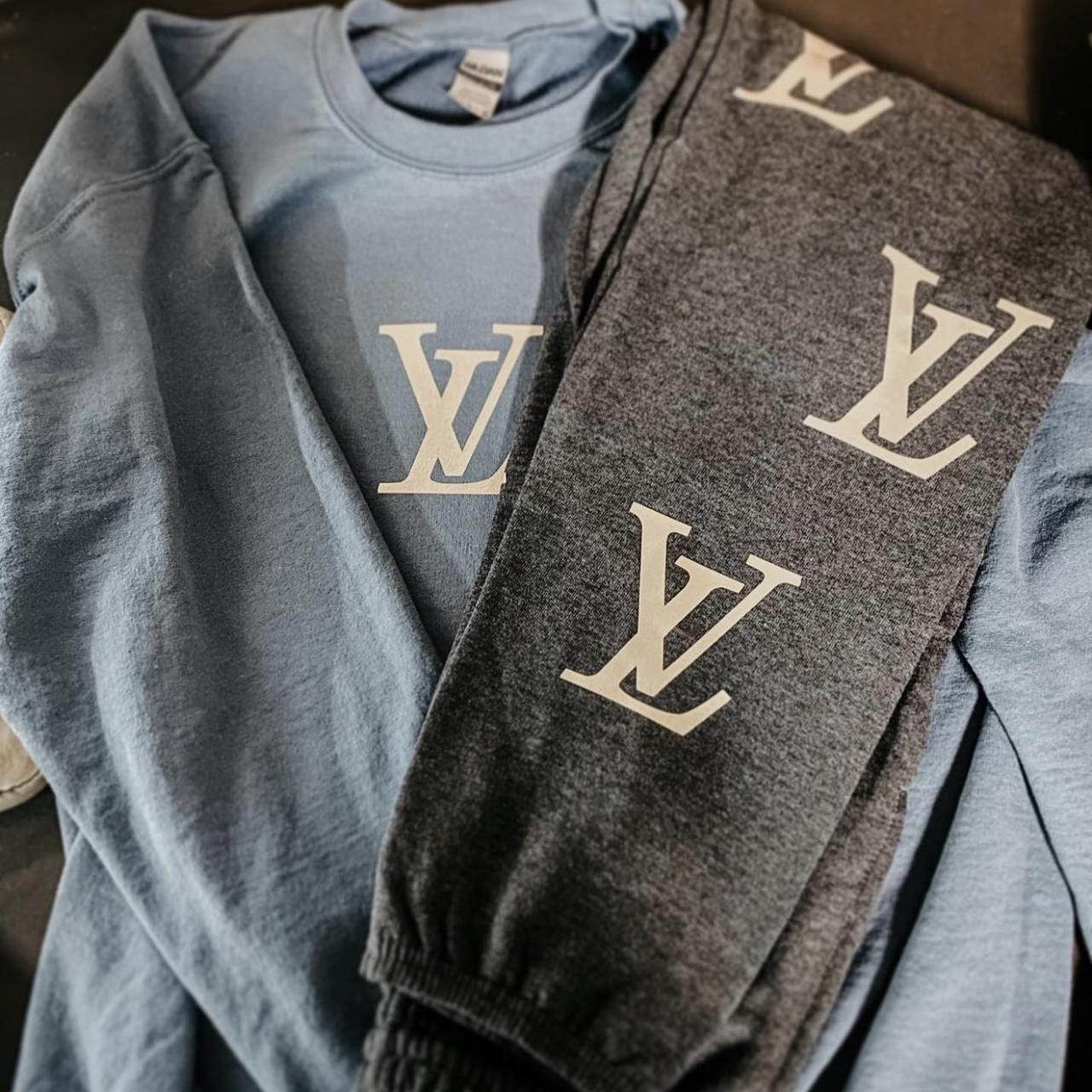 Louis Vuitton Blue Monogram Track Pants Brand - Depop