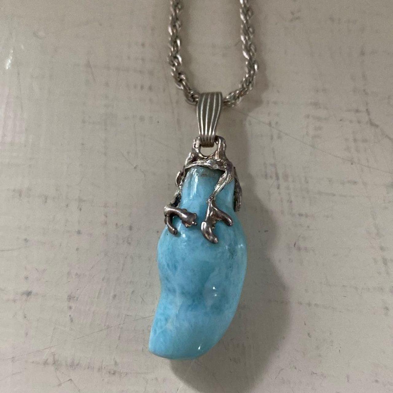 VIntage Sterling and Larimar rope chain and pendant....