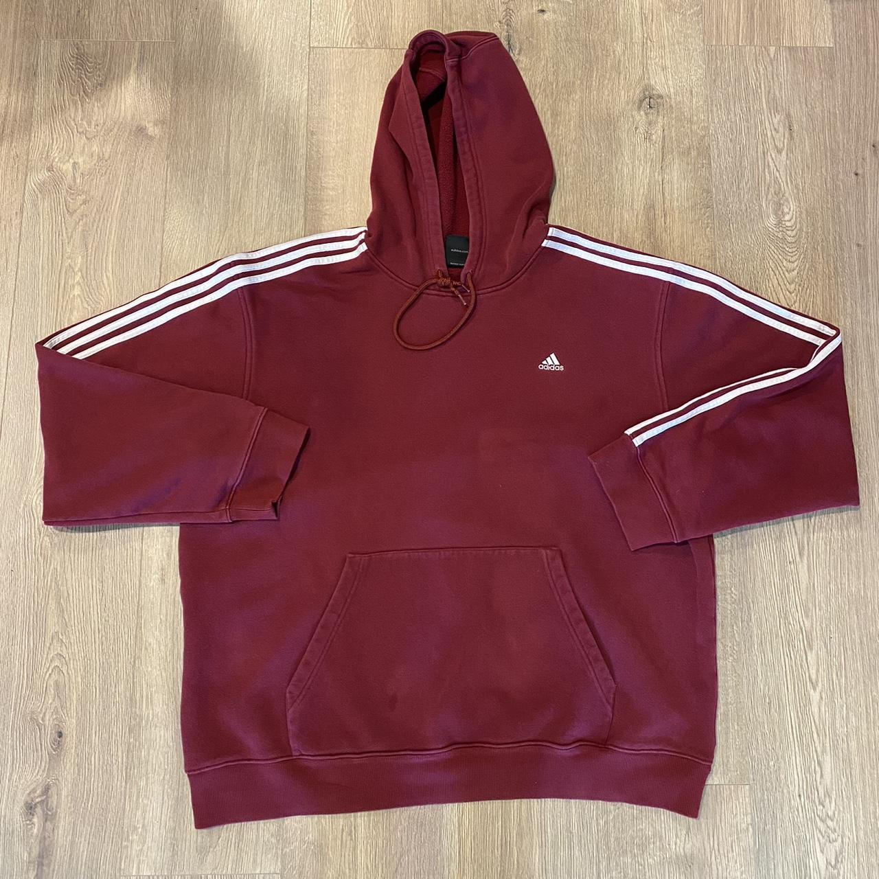 Burgundy adidas clearance hoodie mens