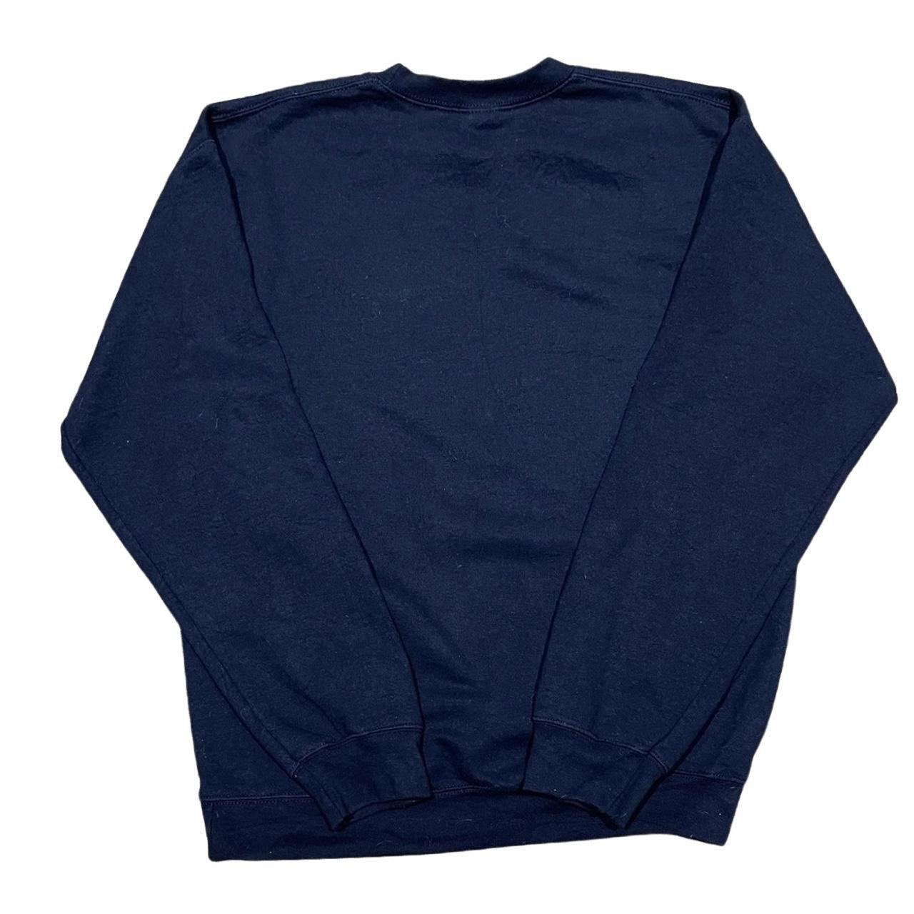 Gildan Men's Navy and White Sweatshirt | Depop