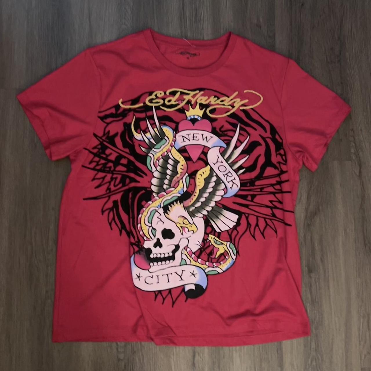 ed hardy t shirt red NO PAYPAL no... - Depop